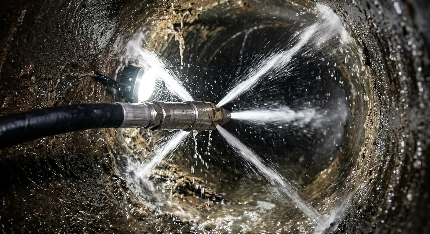 High-pressure hydro jetting nozzle cleaning sewer pipe for Storm Drain Cleaning in Casper